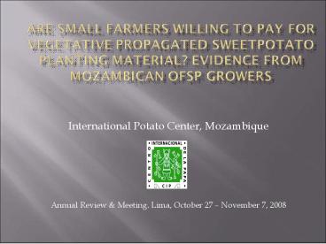 International Potato Center, Mozambique