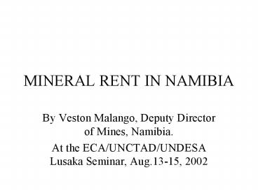 MINERAL RENT IN NAMIBIA