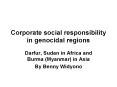Corporate social responsibility in genocidal regions PowerPoint PPT Presentation