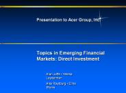 Topics in Emerging Financial Markets: Direct Investment