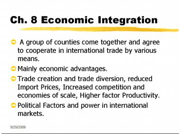 Ch. 8 Economic Integration