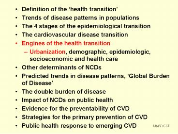 Definition of the health transition