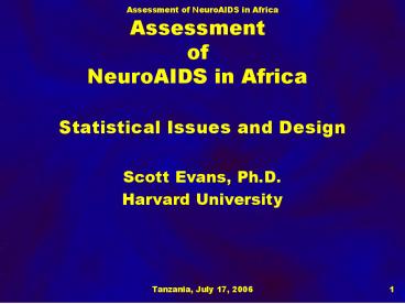 Assessment of NeuroAIDS in Africa
