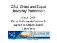 CSU, Chico and Zayed University Partnership PowerPoint PPT Presentation