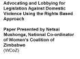 Advocating and Lobbying for Legislation Against Domestic Violence Using the Rights Based Approach  Paper Presented by Netsai Mushonga, National Co-ordinator of Women PowerPoint PPT Presentation