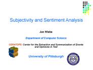 Subjectivity and Sentiment Analysis