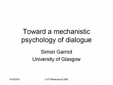 Toward a mechanistic psychology of dialogue