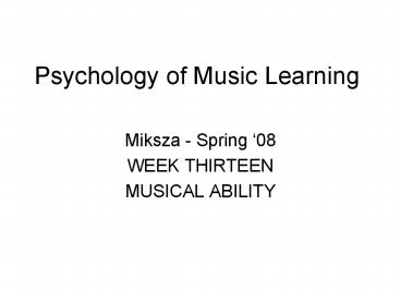Psychology of Music Learning