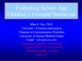 Evaluating SchoolAge Childrens Fictional Narratives PowerPoint PPT Presentation