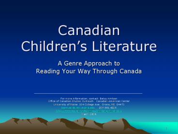 Canadian Childrens Literature