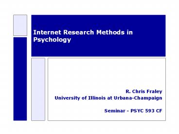 Internet Research Methods in Psychology