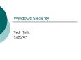 Windows Security PowerPoint PPT Presentation