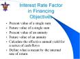 Interest Rate Factor in Financing Objectives