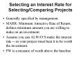 Selecting an Interest Rate for SelectingComparing Projects PowerPoint PPT Presentation