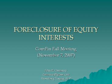 FORECLOSURE OF EQUITY INTERESTS