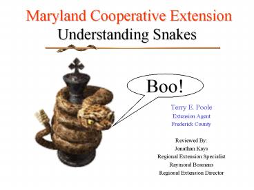 Maryland Cooperative Extension Understanding Snakes