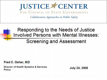 83% of jails provide some screening Steadman and Veysey 19