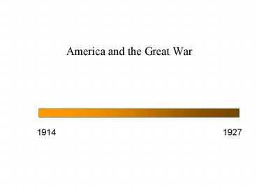 America and the Great War