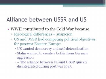 Alliance between USSR and US