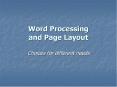 Word Processing and Page Layout PowerPoint PPT Presentation