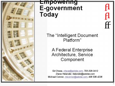 Empowering Egovernment Today