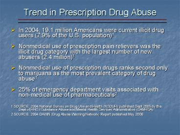 Trend in Prescription Drug Abuse