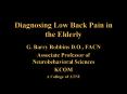 Diagnosing Low Back Pain in the Elderly PowerPoint PPT Presentation