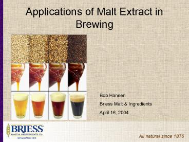 Applications of Malt Extract in Brewing