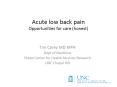 Acute low back pain Opportunities for care honest PowerPoint PPT Presentation
