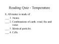 Reading Quiz - Temperature PowerPoint PPT Presentation