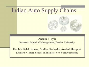Indian Auto Supply Chains