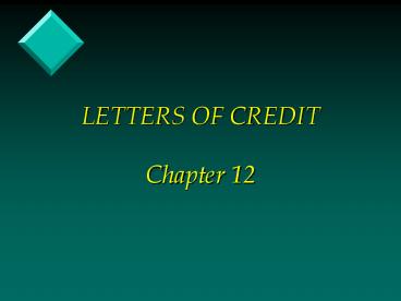 LETTERS OF CREDIT Chapter 12
