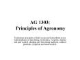 AG 1303: Principles of Agronomy PowerPoint PPT Presentation