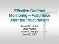 Effective Contract Monitoring Assurance After the Procurement PowerPoint PPT Presentation