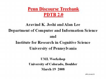 Penn Discourse Treebank PDTB 2.0