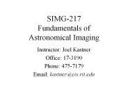 SIMG-217 Fundamentals of Astronomical Imaging