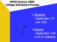 HPHS Seniors 2009 College Admission Process PowerPoint PPT Presentation