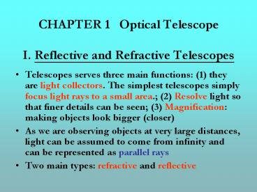 CHAPTER 1  Optical Telescope I. Reflective and Refractive Telescopes
