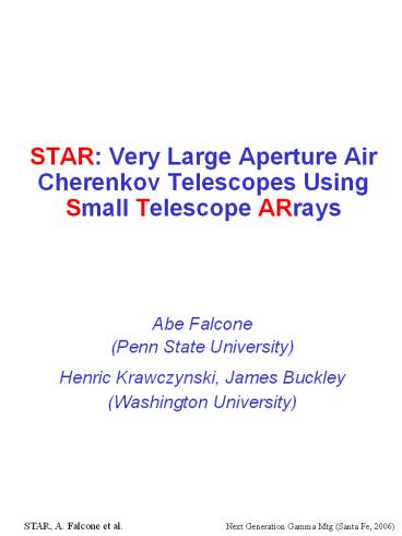 STAR, A. Falcone et al.