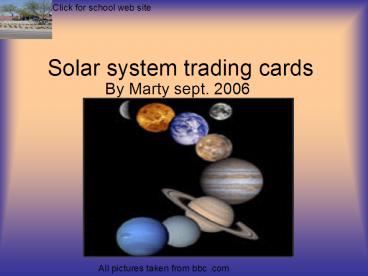 Solar system trading cards