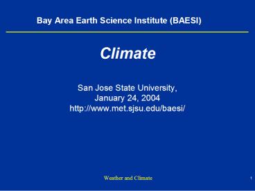 Bay Area Earth Science Institute BAESI