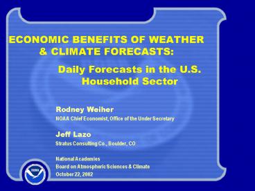 ECONOMIC BENEFITS OF WEATHER