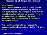 Question 1 Hgb Target, Hemodialysis