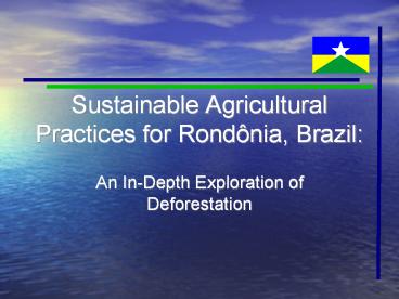 Sustainable Agricultural Practices for Rondnia, Brazil: