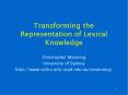 Transforming the Representation of Lexical Knowledge PowerPoint PPT Presentation