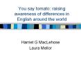You say tomato: raising awareness of differences in English around the world PowerPoint PPT Presentation