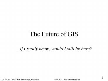 The Future of GIS
