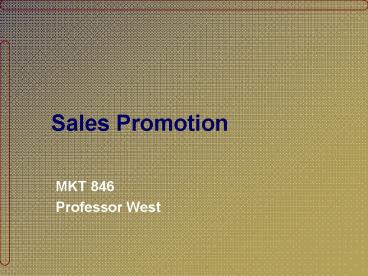 Sales Promotion