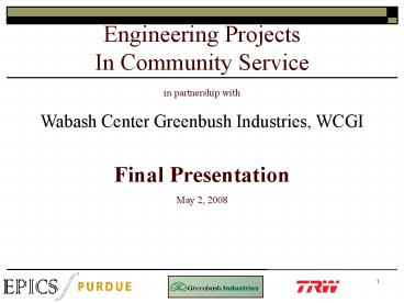 Engineering Projects In Community Service