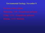 Environmental Geology, November 8